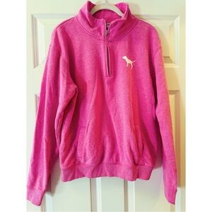 Pink Victoria Secret Quarter-Zip Pullover with Dog Logo